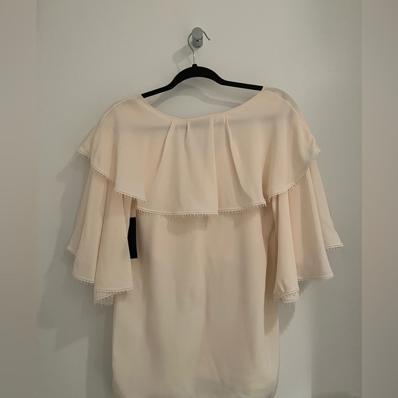 Chloé Ruffled Collar Silk Crepe de Chine Blouse Button Front V-Neck White NWT - Picture 10 of 14